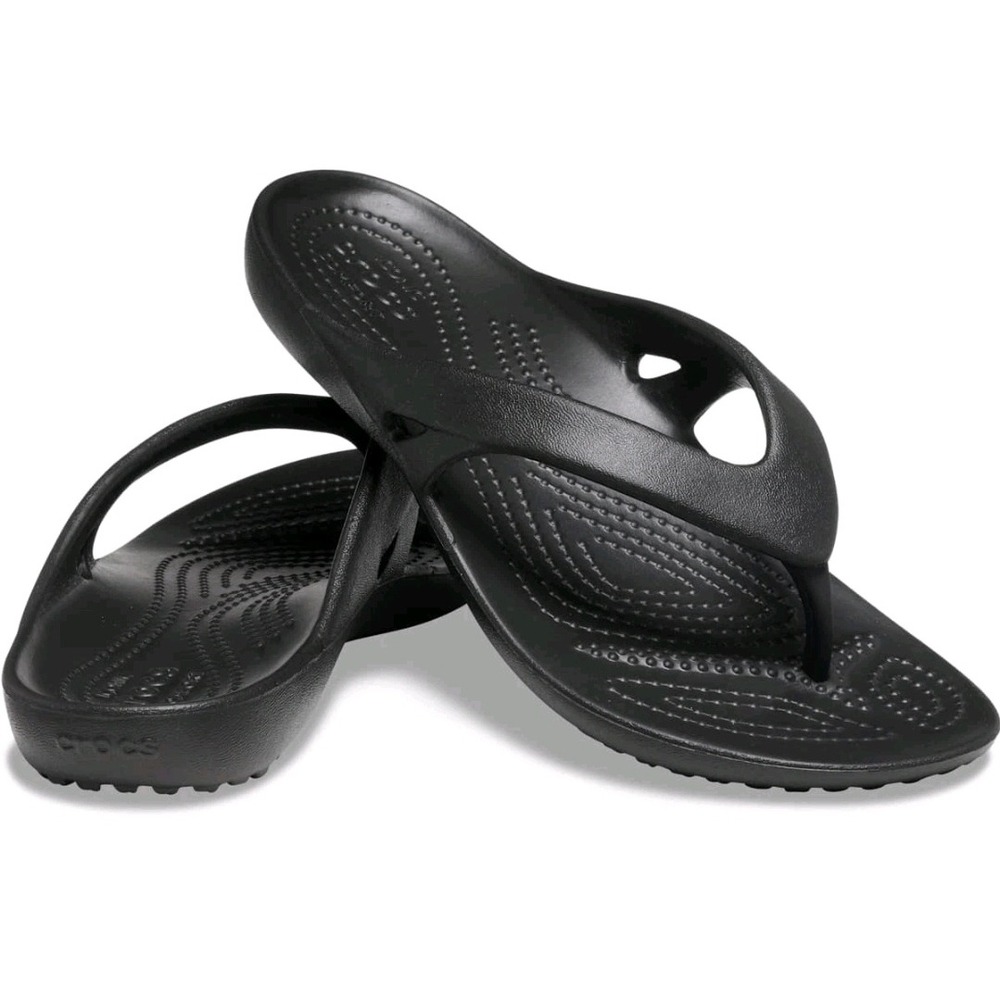 NEW Crocs Womens Kadee II Flip Flops Black Croslite Comfort Thong Sandals Size 4
